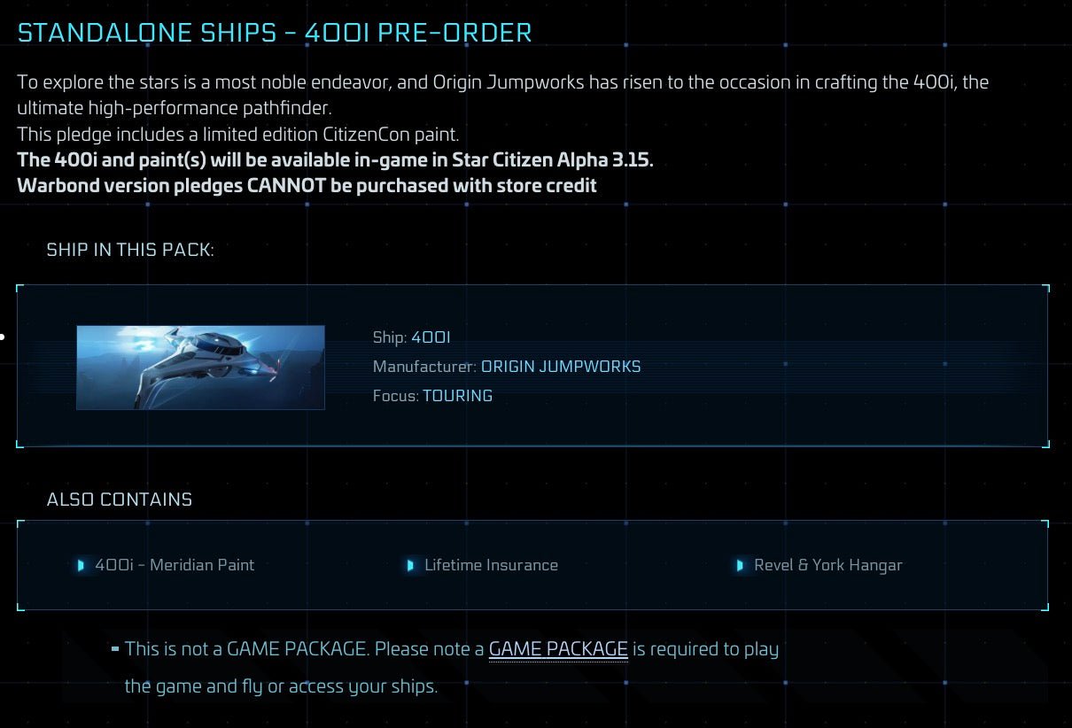 400i - LTI Original Concept from Star Citizen, a Ship sold by Galactic Merchant