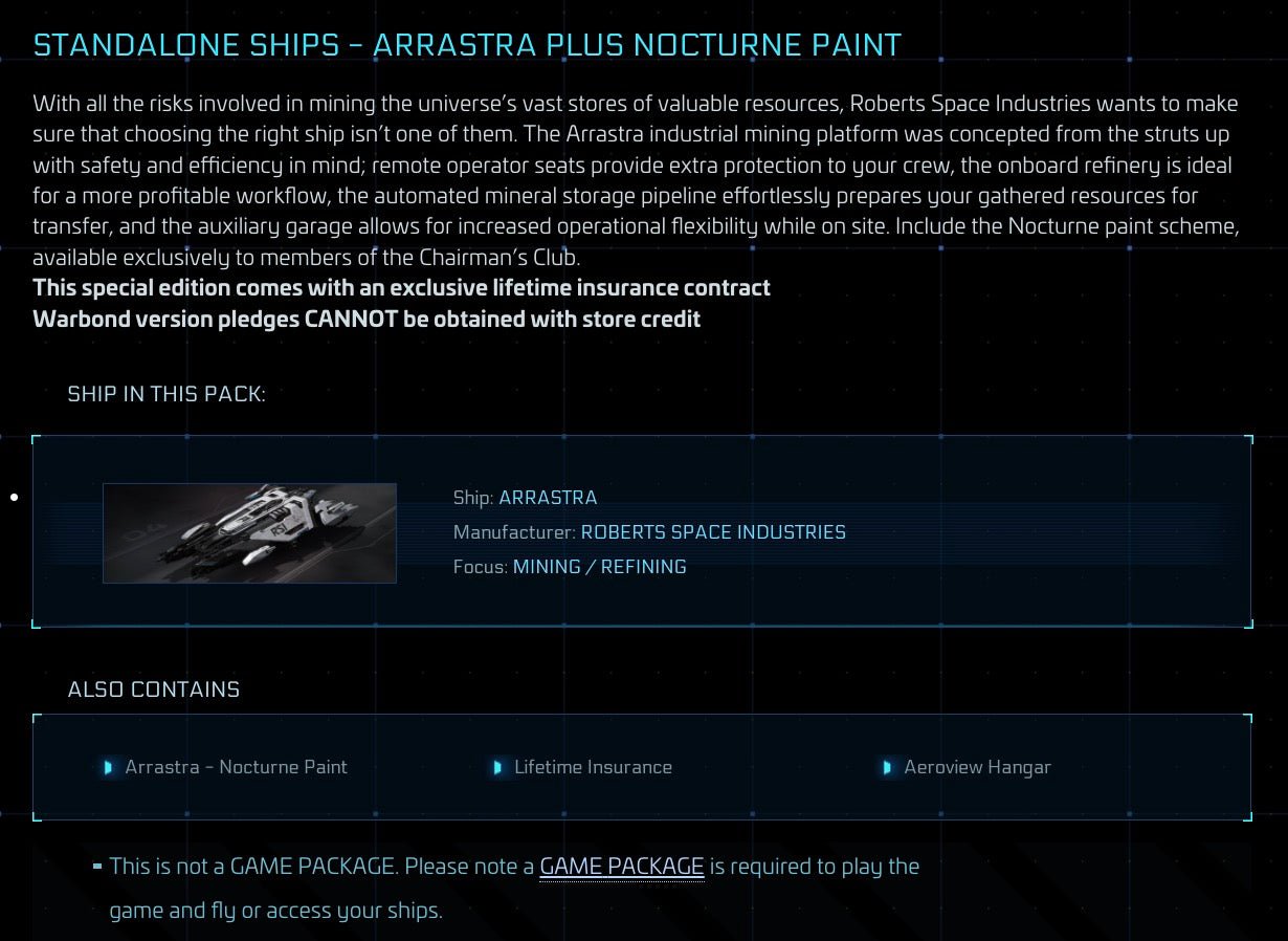 Arrastra - LTI Original Concept from Star Citizen, a Ship sold by Galactic Merchant