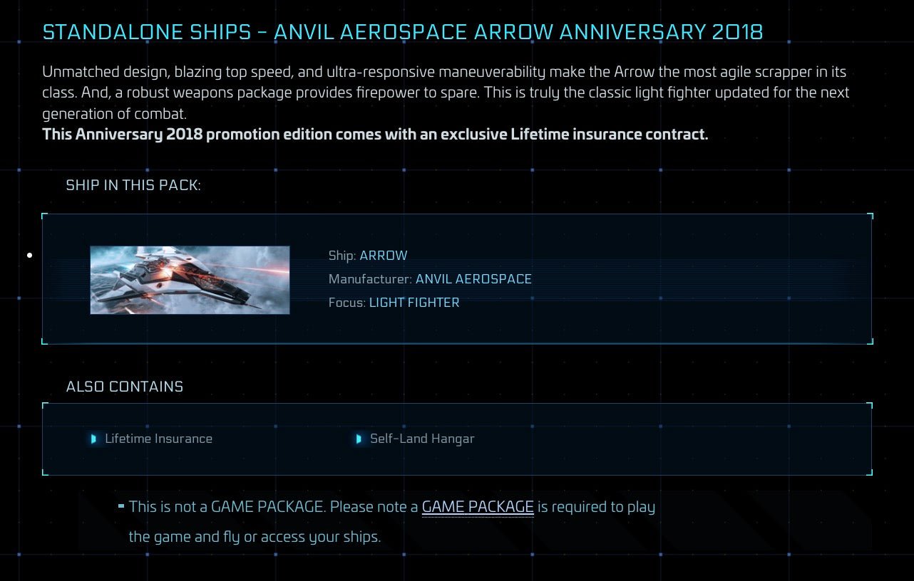 Arrow - LTI Original Concept from Star Citizen, a Ship sold by Galactic Merchant