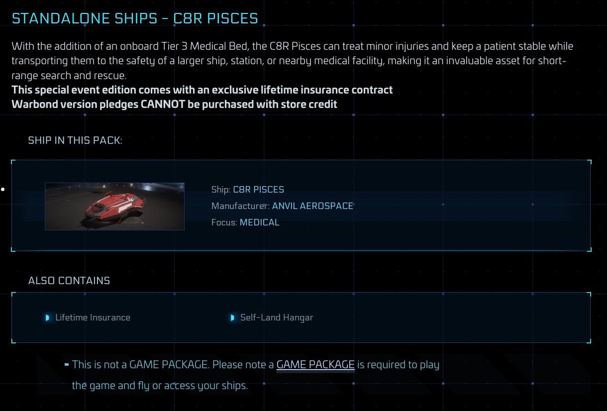 C8R Pisces - LTI Original Concept from Star Citizen, a Ship sold by Galactic Merchant
