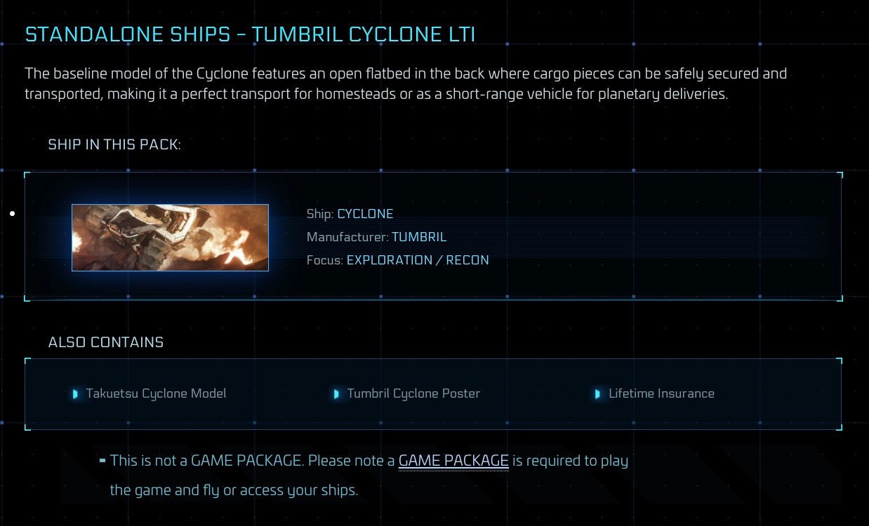 Cyclone - LTI Original Concept from Star Citizen, a Ship sold by Galactic Merchant