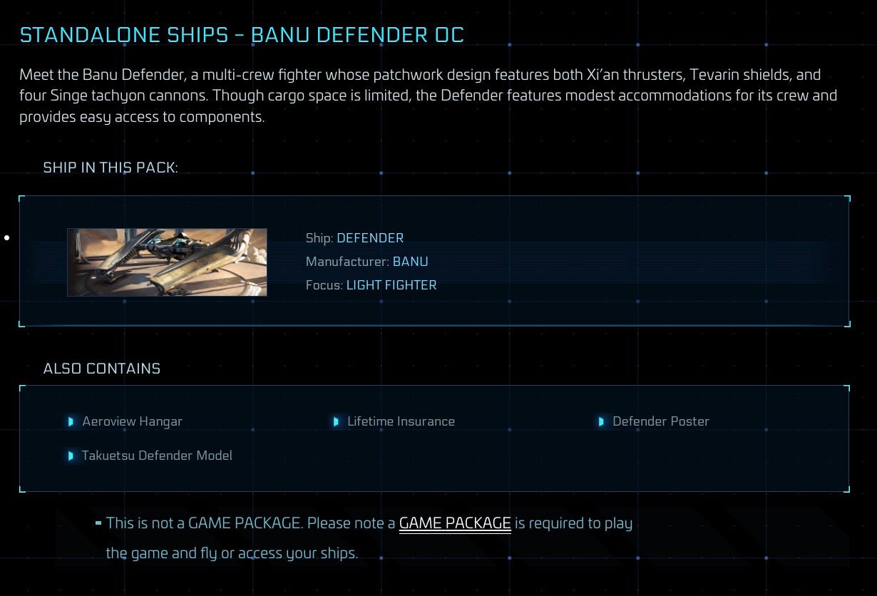 Defender - LTI Original Concept from Star Citizen, a Ship sold by Galactic Merchant