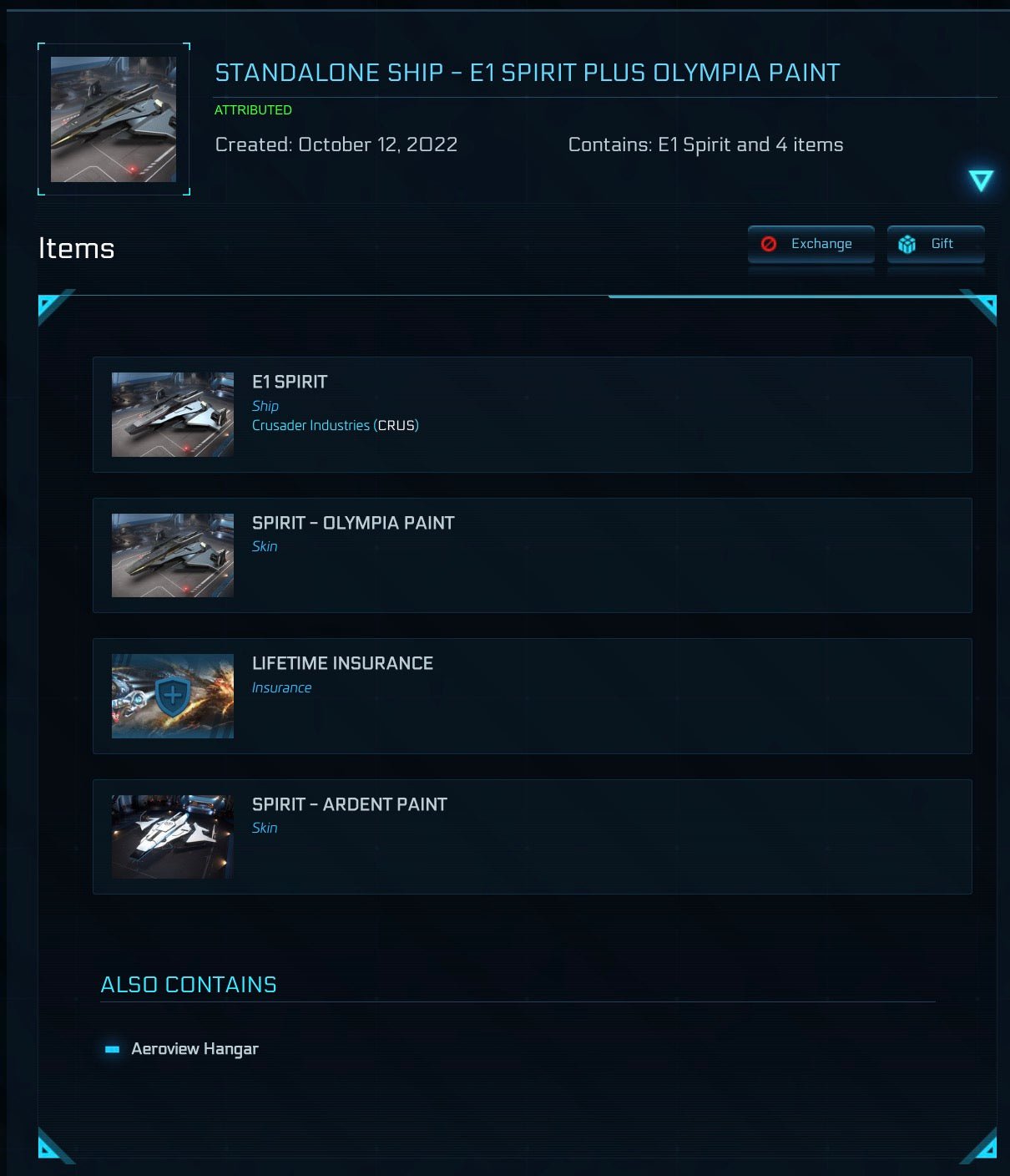 E1 Spirit - LTI Original Concept from Star Citizen, a Ship sold by Galactic Merchant