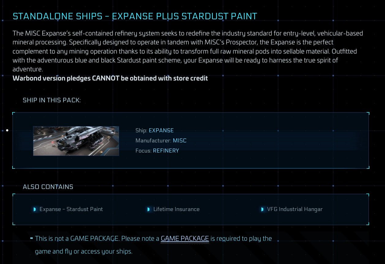 Expanse - LTI Original Concept from Star Citizen, a Ship sold by Galactic Merchant