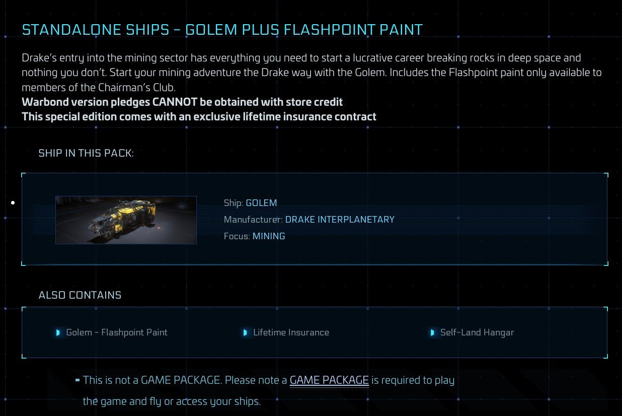 Golem - LTI Original Concept from Star Citizen, a Ship sold by Galactic Merchant