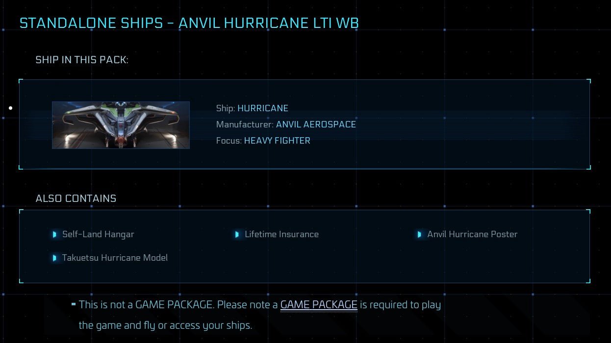 Hurricane - LTI Original Concept from Star Citizen, a Ship sold by Galactic Merchant