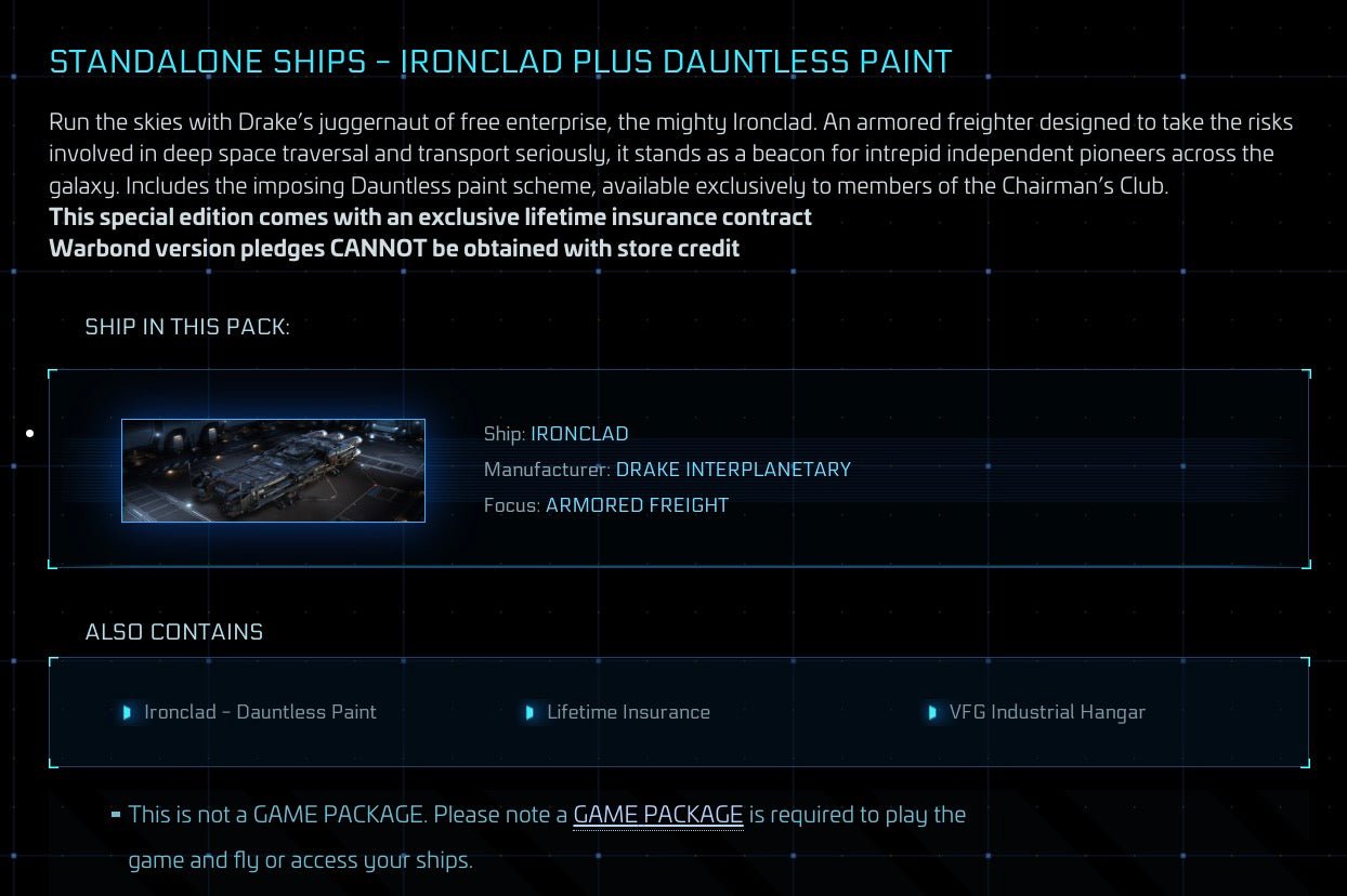 Ironclad -  LTI Original Concept from Star Citizen, a Ship sold by Galactic Merchant