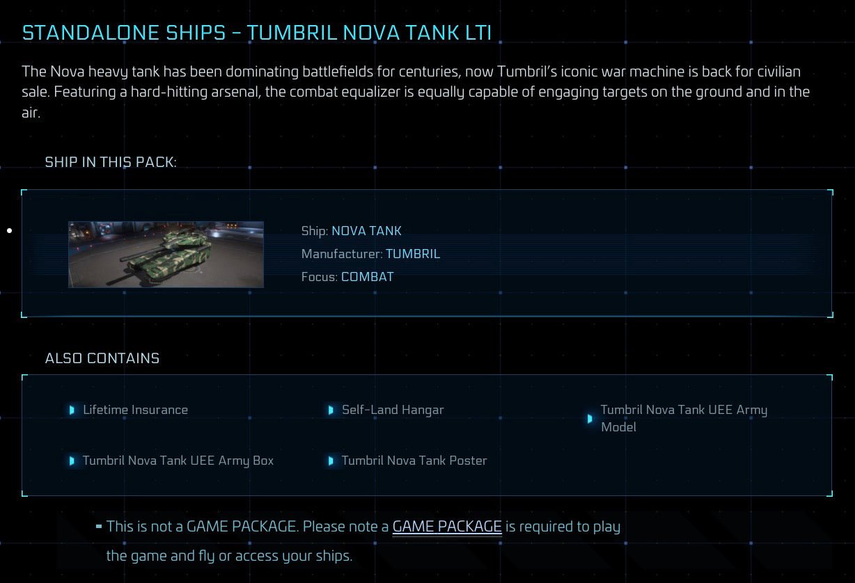 Nova - LTI Original Concept from Star Citizen, a Ship sold by Galactic Merchant