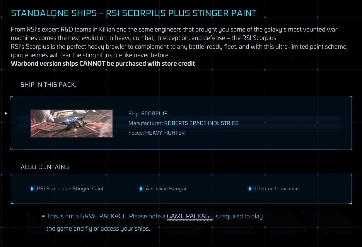RSI Scorpius - LTI Original Concept from Star Citizen, a Ship sold by Galactic Merchant