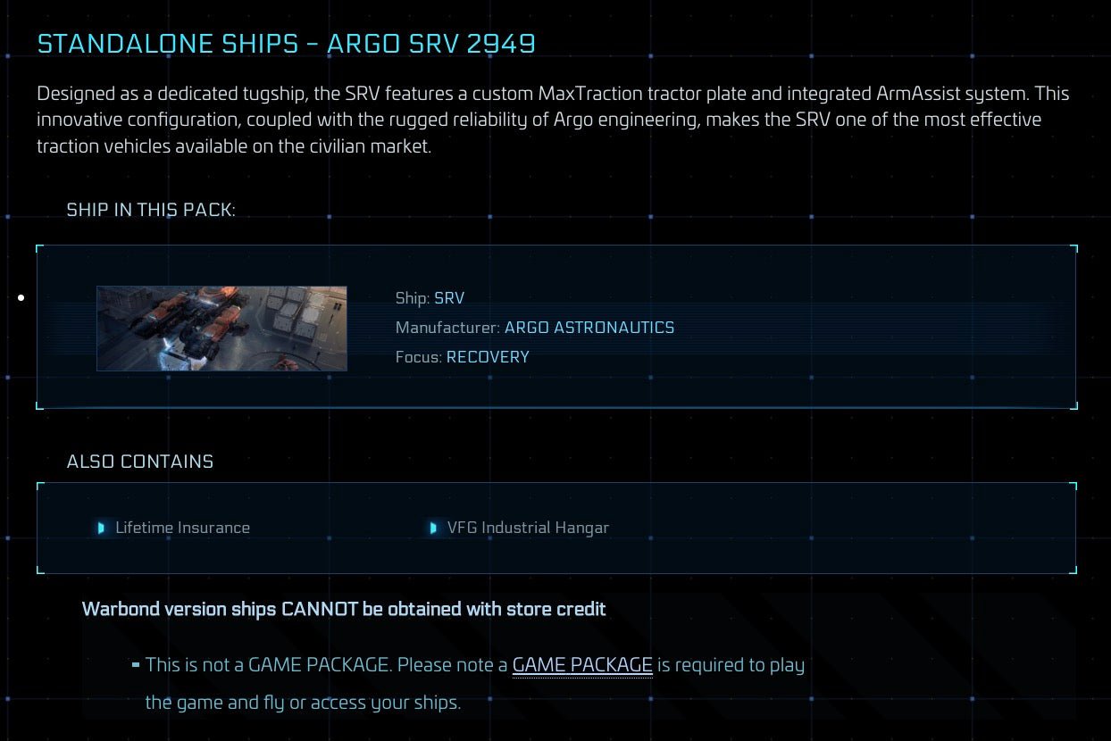 SRV - LTI Original Concept from Star Citizen, a Ship sold by Galactic Merchant